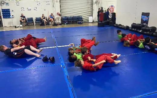 a group of people in a swimming pool