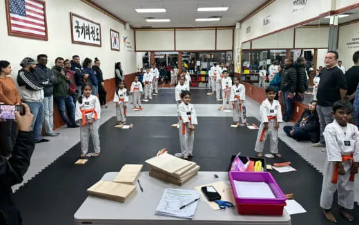 a group of people in a room