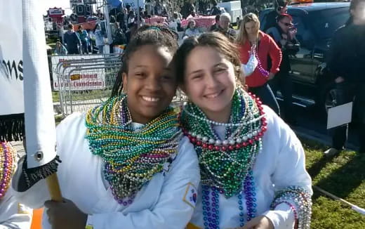 a couple of women smiling