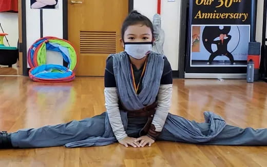 a boy wearing a mask