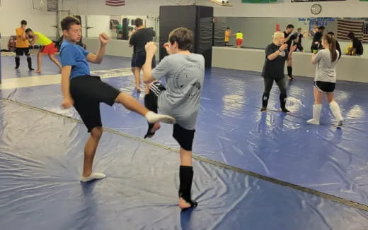 a group of people exercising