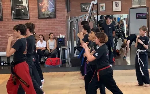 a group of people in a room