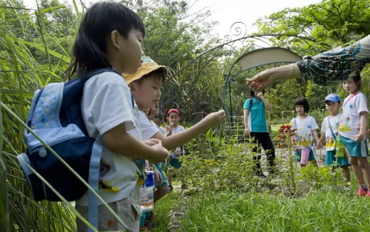 a group of children in a field