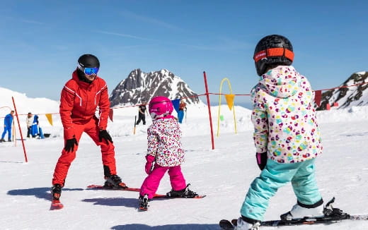 a group of people skiing