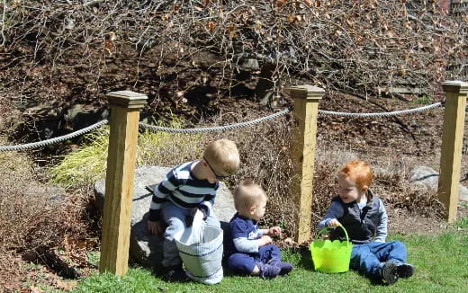 a group of children sitting on grass