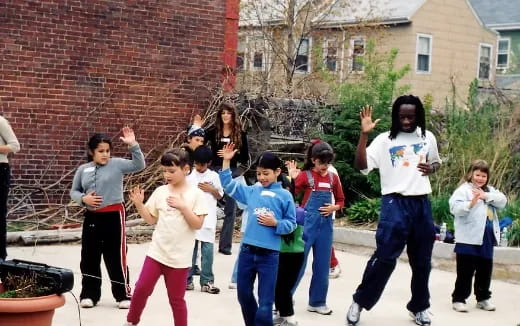 a group of people dancing