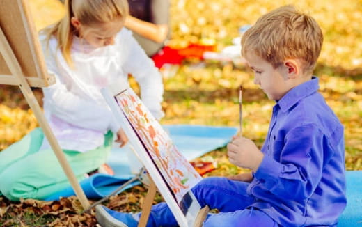 a few children painting