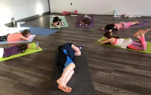 a group of people exercising