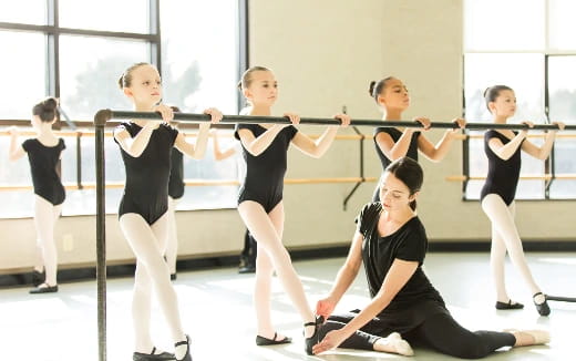a group of girls exercising