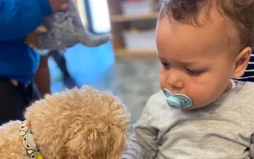 a baby with a pacifier