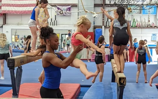 a group of people exercising