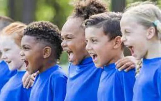 a group of children laughing