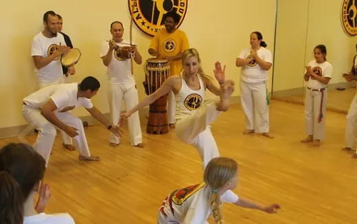 a group of people in a room