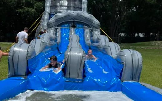 people in a water slide