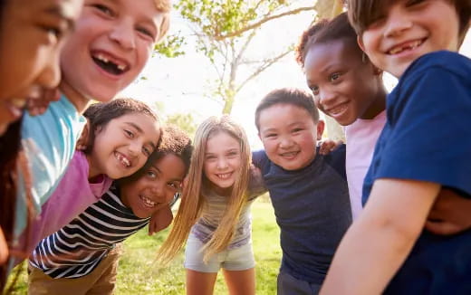 a group of people smiling