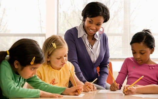 a person and several children