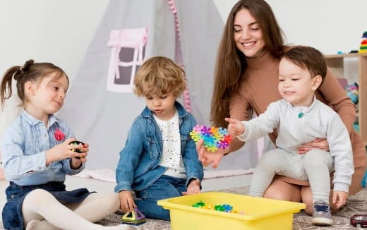 a person and several children