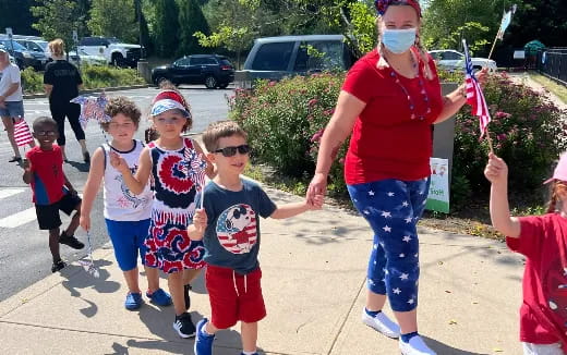 a group of children running