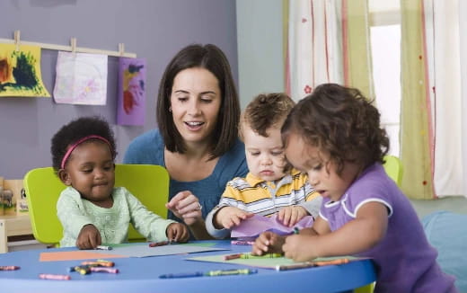 a person and several children