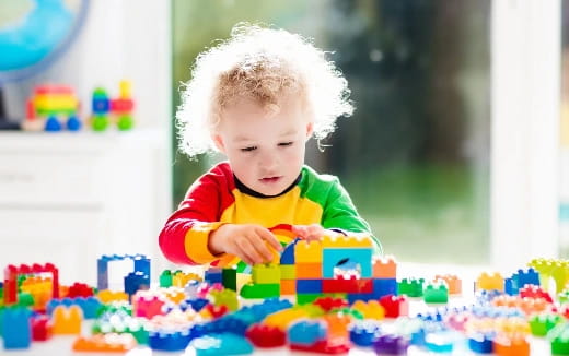 a child playing with toys