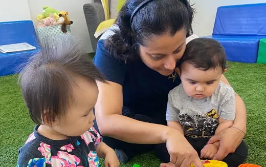 a person and two children