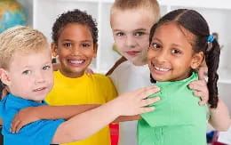 a group of children smiling