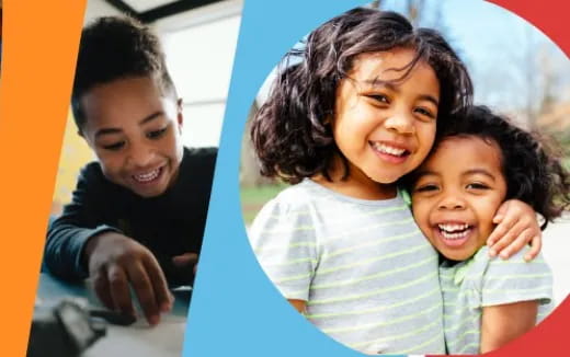 a group of children smiling