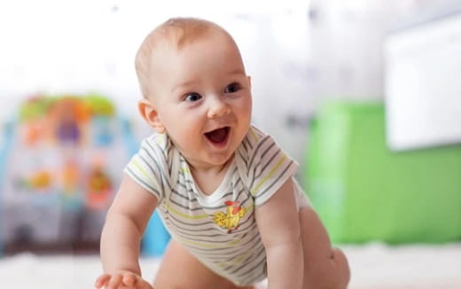 a baby with its mouth open