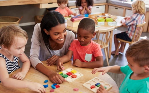 a person and several children