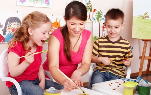 a person and two children