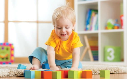 a child playing with toys