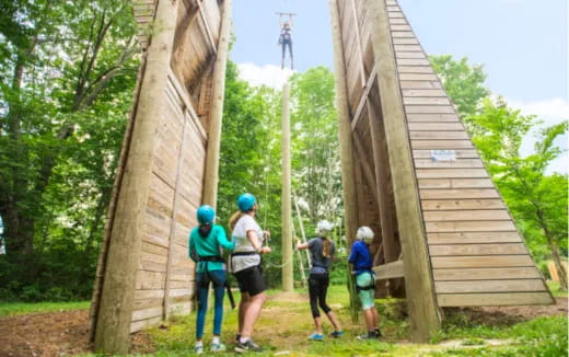 a group of people outside