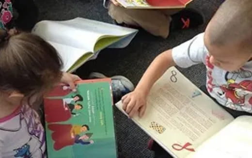 a few children reading books