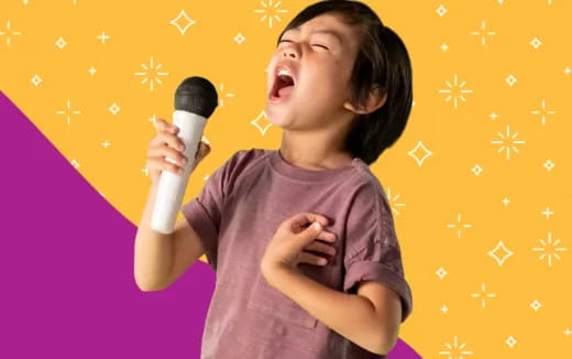 a person holding a microphone