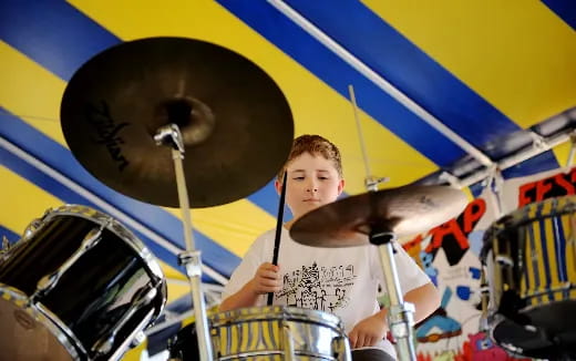 a person playing drums